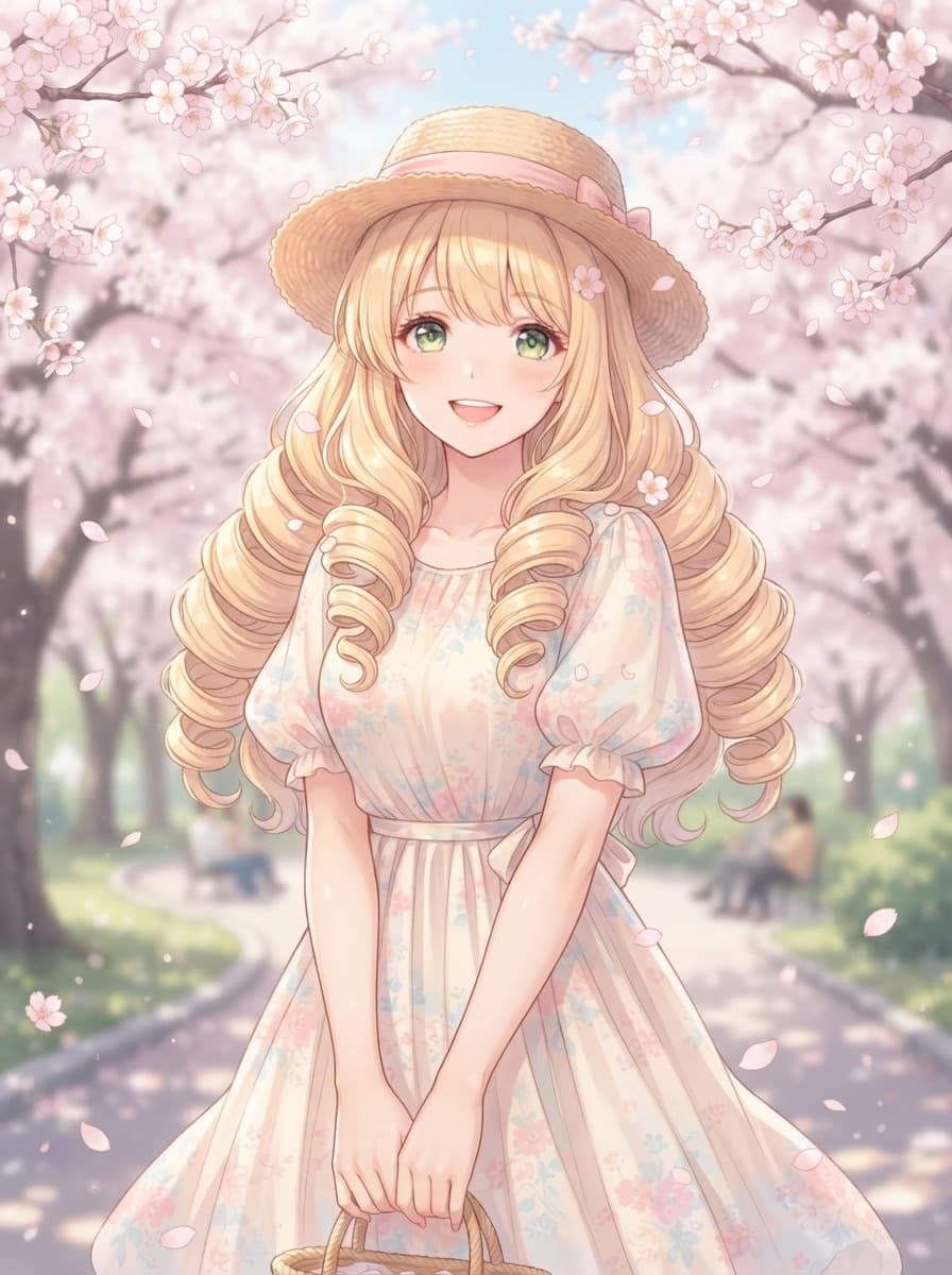 blonde princess curls waifu under sakura